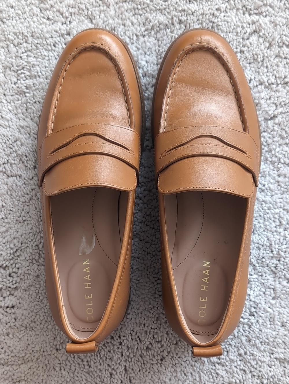 Cole Haan Tan Leather Penny Loafers